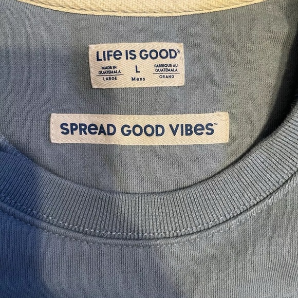 Life Is Good It's A Ruff Life Sweatshirt Blue Gray Men's Sweatshirt SZ L - Picture 3 of 5